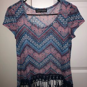 Paisley print with fringe bottom top
